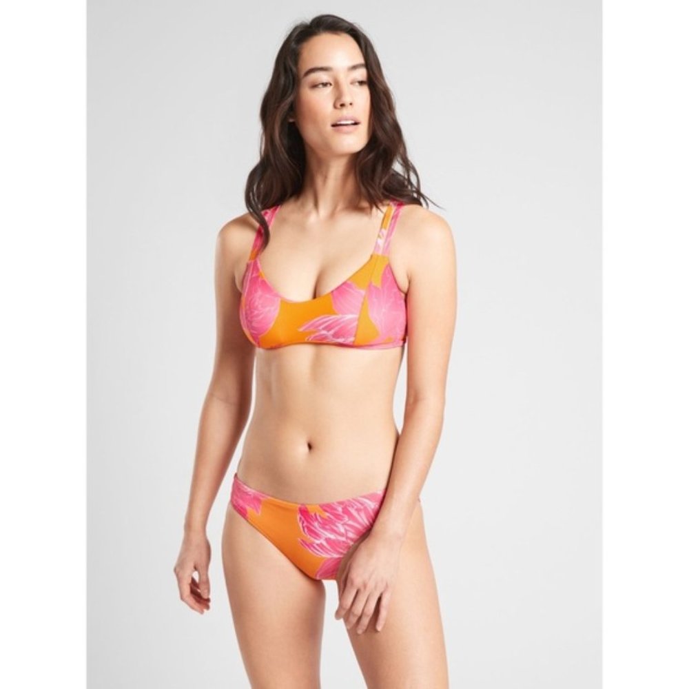 Athleta Orange & Pink South Swell Kailua Print Bikini top ONLY Size XS